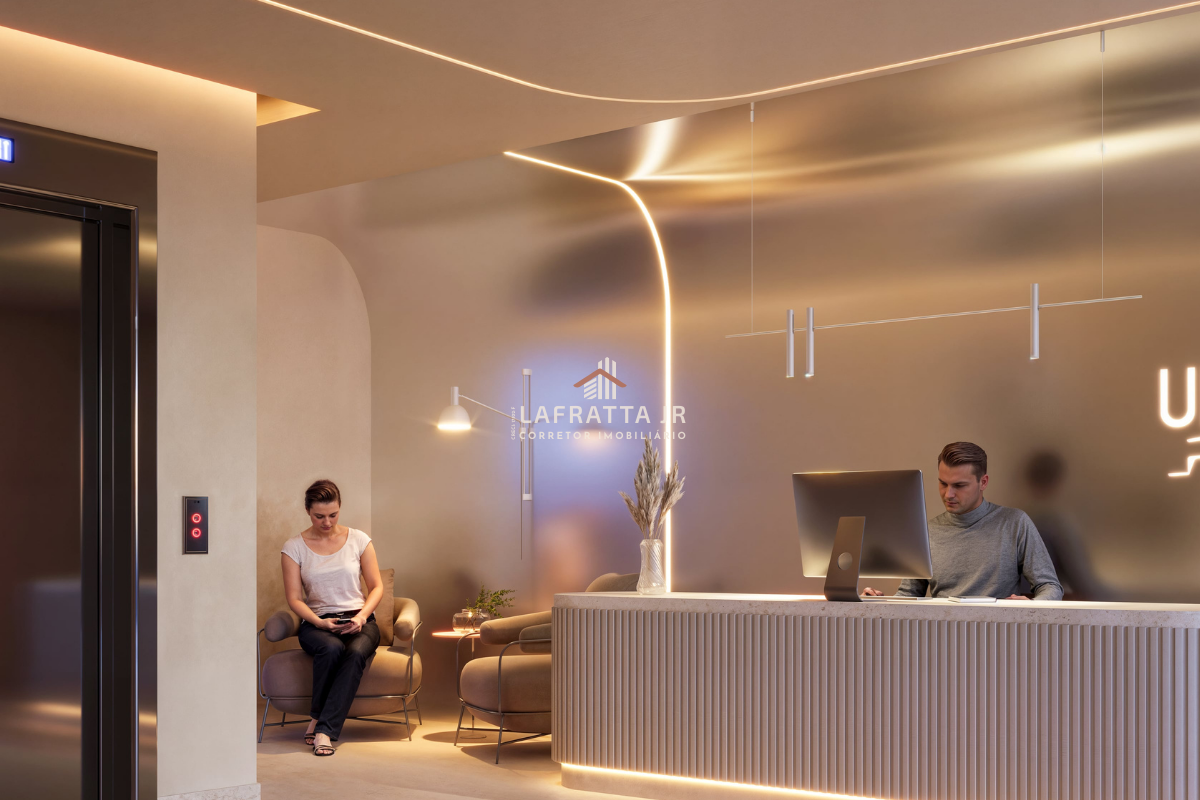 Studios entre 21 m² e 29 m². Estrutura com padrão hoteleiro. Operação pensada para alta ocupação. Entrega prevista para dezembro de 2028.