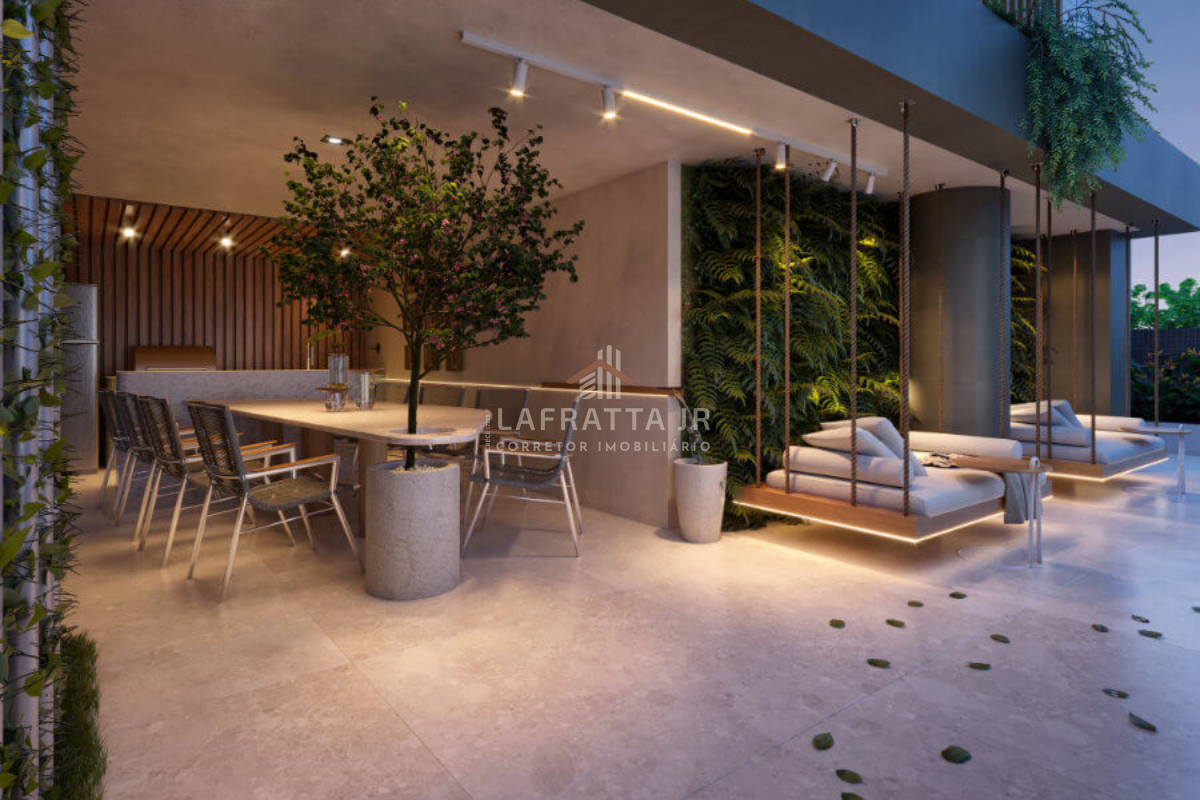 Fachada do Eco Jardins no Jardim Oceania, destacando o paisagismo integrado, varandas gourmet e arquitetura moderna em rua arborizada de João Pessoa.